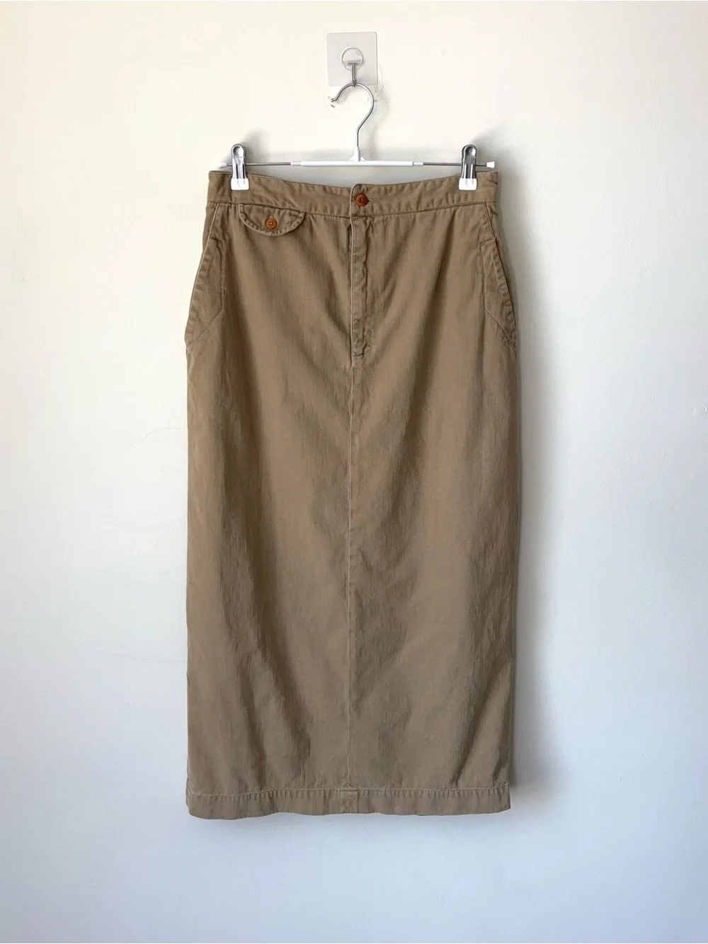 Vintage Ralph Lauren Country Khaki Skirt Size 12 Cotton Twill MiUSA Maxi Pencil